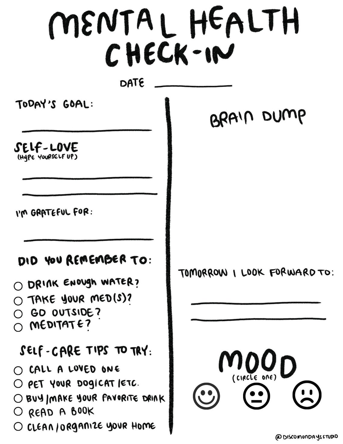 Mental Health Check In Daily Mood Tracker Mood Tracker Self care Mental Health Check In Daily Mood Tracker Mood Tracker Self care