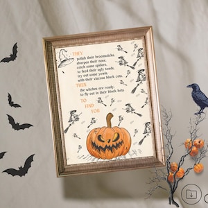 Halloween Dekor, Halloween Zeichen pdf, druckbares Halloween Zeichen, Hexen Gedicht, Kürbis, gruseliges Halloween Zeichen, png