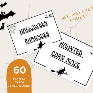 Halloween Games, Halloween Charades, Halloween Party Games, Printable Halloween Games, Instant Download, Halloween Charade Cards, Spooky