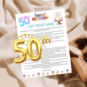 50th Birthday left right Game,50 birthday Pass the Prize, 50 birthday celebration  party Pass Game 50 birthday party Game Groups Adults Kids