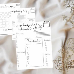 Hospital Bag Checklist Printable, Hospital Packing List,Baby Shower gift, baby list, pregnancy list, delivery,doula midwife birth worker
