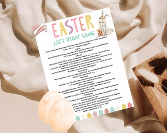 Easter left right Game, easter Pass the Prize | Right Left Game, party Pass Game, happy Easter Game Groups Adults Kids, Printable