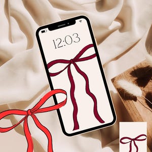 Sfondo per telefono con fiocco, sfondo per telefono con festività, sfondo di tendenza, fiocco bordeaux, sfondo natalizio, salvaschermo, sfondo per iPhone