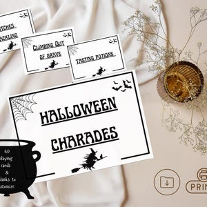 Halloween Games, Halloween Charades, Halloween Party Games, Printable Halloween Games, Instant Download, Halloween Charade Cards, Spooky
