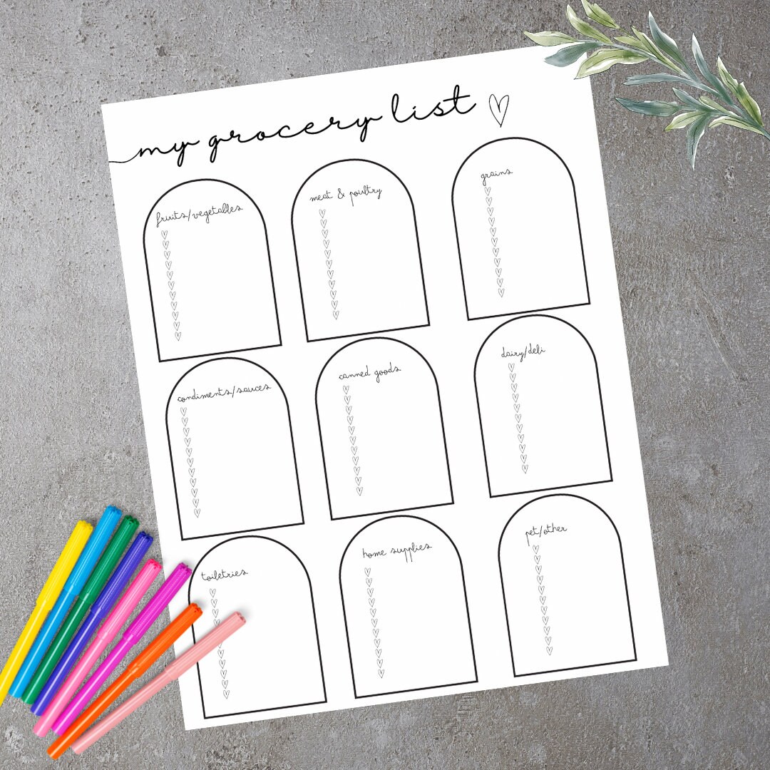 Printable Grocery List, Groceries Planner, Food Shopping List, Dairy