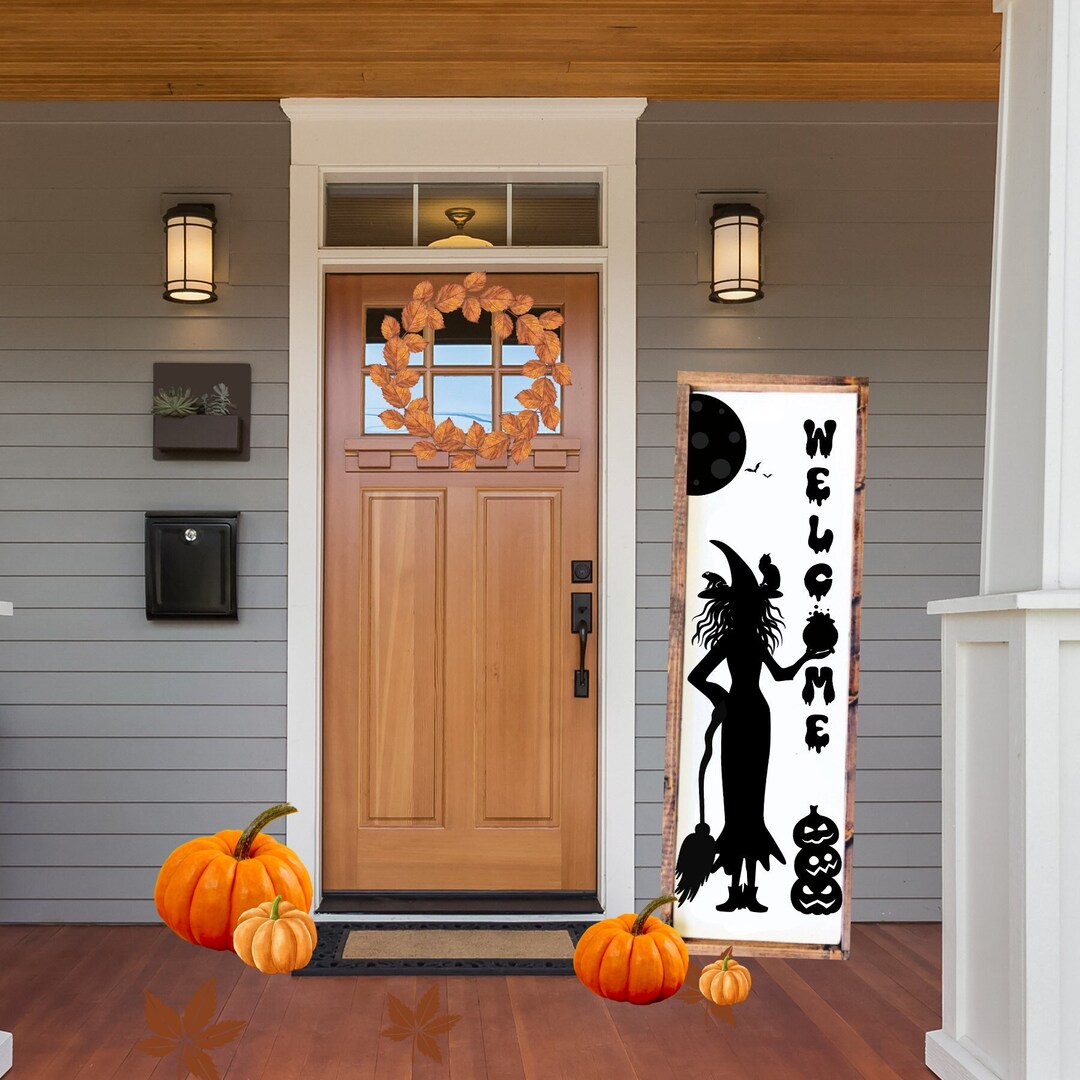 Letrero Fall Welcome Witch Svg, Fall Welcome Sign Svg, Halloween Welcome Sign Svg ...