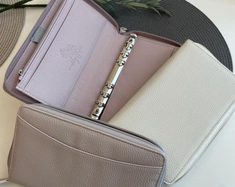 A6 Zip Binder Premium with zipper organizer wallet wallet with many compartments in 3 different colors, with hand strap