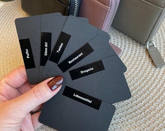 Mini inserts for small purses/wallets with many compartments; ideal for budgeting, black dividers, dividers, set of 3/6