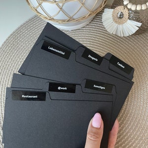 Register inserts for large purse/purse with many compartments ideal for budgeting, dividers/inserts black, set of 3/6 image 2