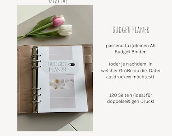 Budget planner digital, dated 12 months, financial planning - overview of your finances - budget book - digital PDF download 120 pages
