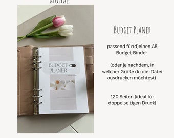 Digital budget planner, dated 12 months, financial planning - overview of your finances - household budget - digital PDF download, 120 pages