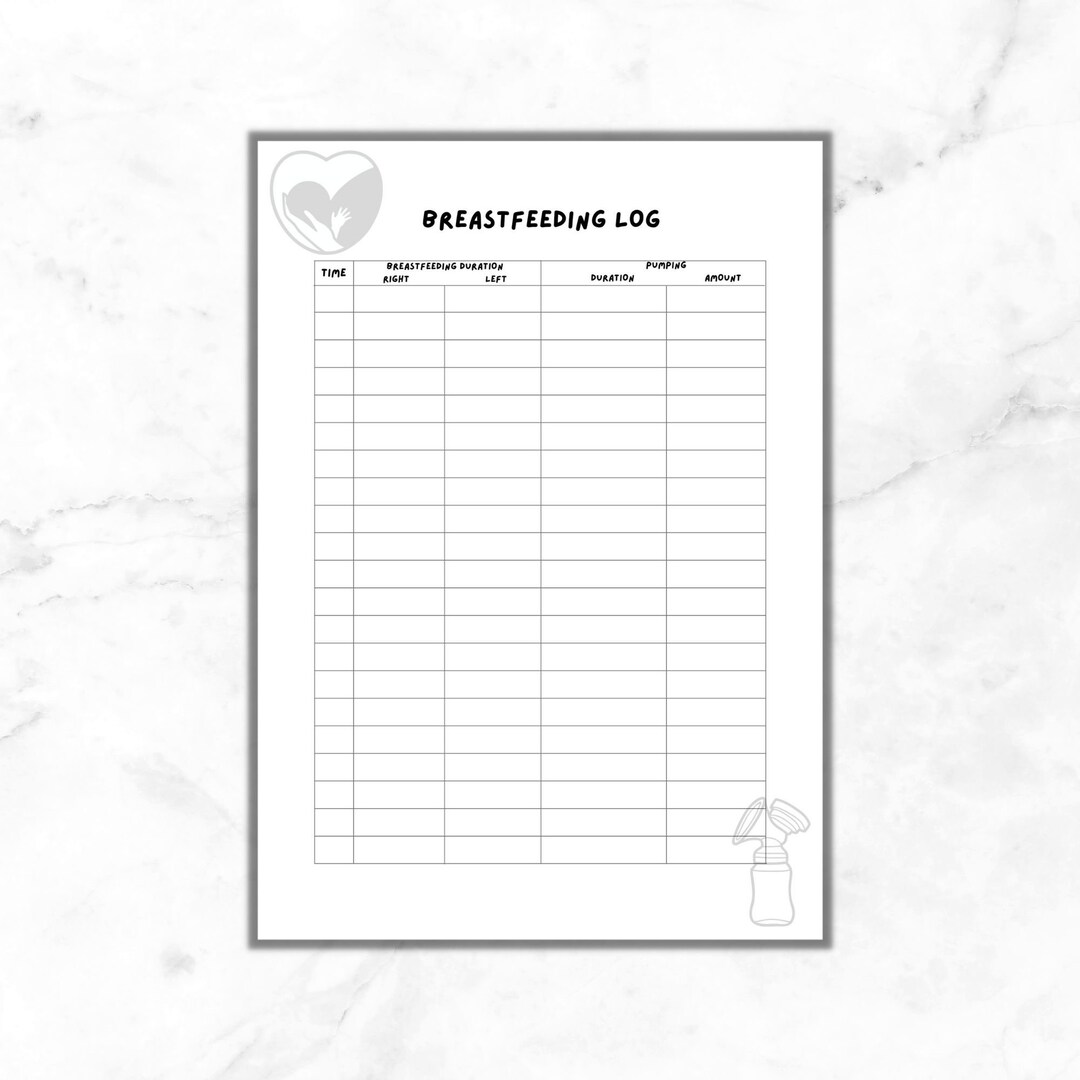 Printable Breastfeeding and Pumping Log Breastfeeding Log Etsy