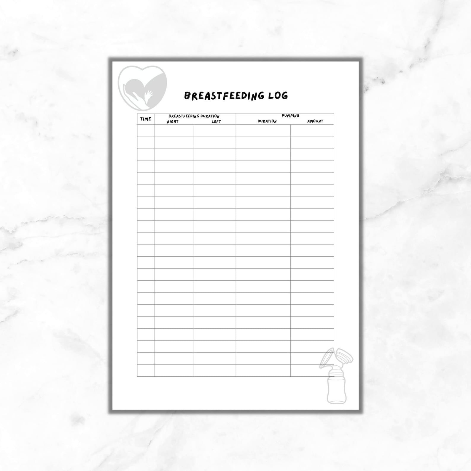 Printable Breastfeeding and Pumping Log, Breastfeeding Log, Pumping Log ...