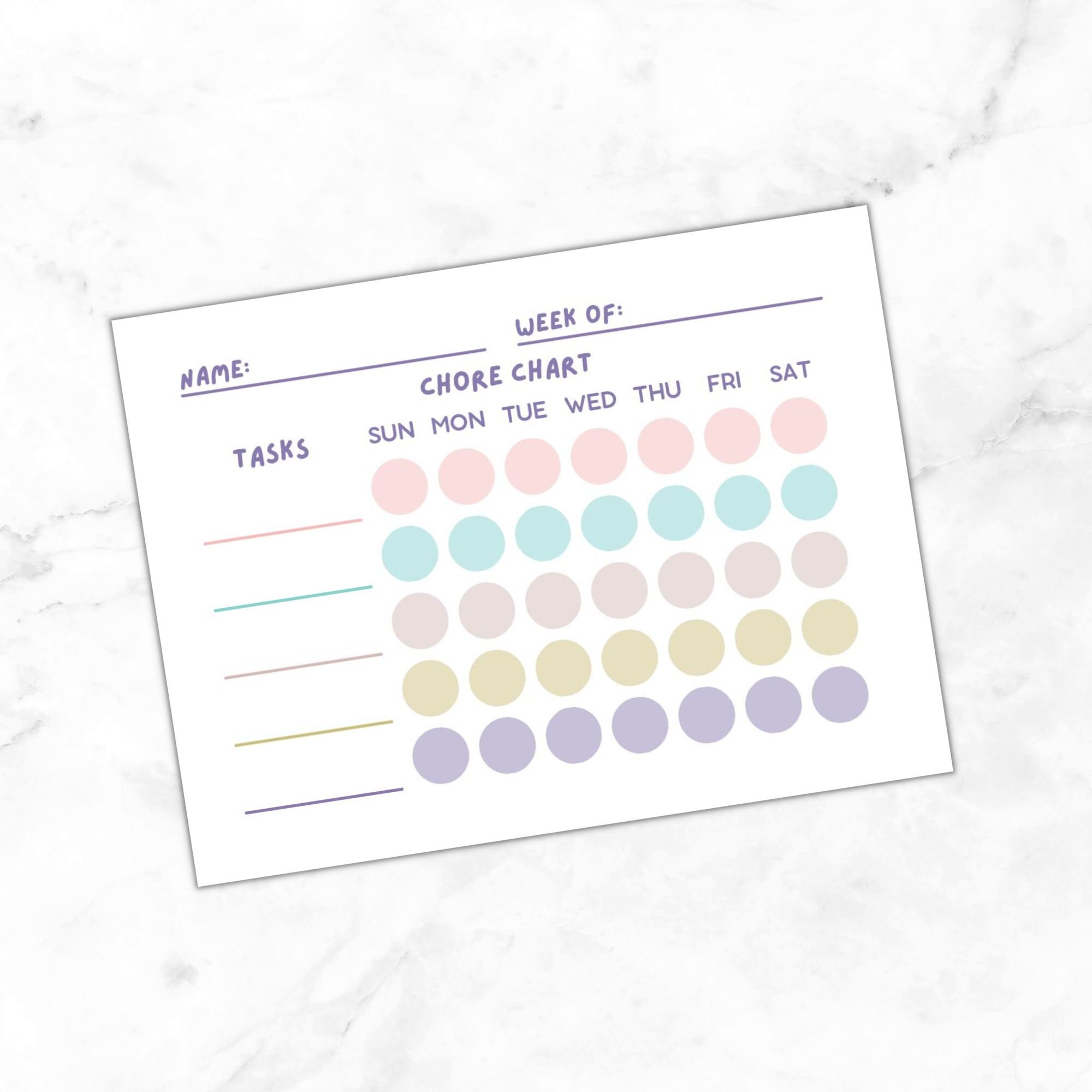 Colorful Weekly Chore Chart Printable - Etsy