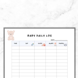 Printable Baby Care Log, Caretaker Baby Care Log, Babysitter Baby Care ...