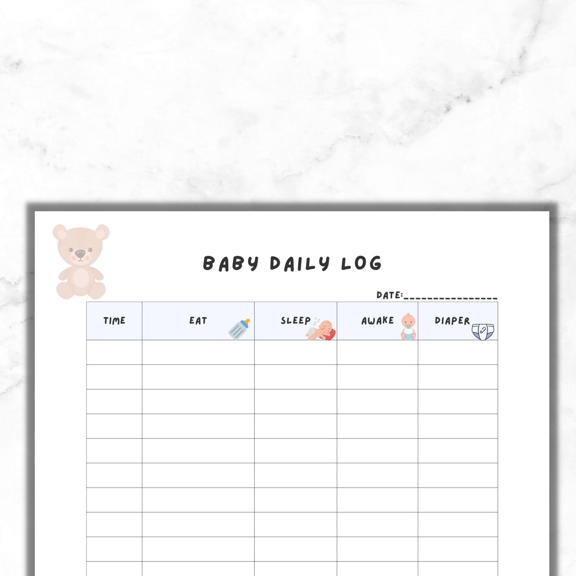 Printable Baby Care Log, Caretaker Baby Care Log, Babysitter Baby Care ...