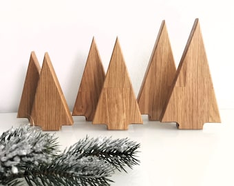 Tannenbäume aus Eichenholz / Weihnachtsbäume / Dekoration zu Weihnachten / Set aus massiver Eiche / Deko
