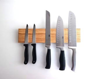 Messerleiste magnetisch aus Holz / Messerhalter mit Magneten aus Eiche massiv / Magnetleiste / Aufbewahrung für Messer