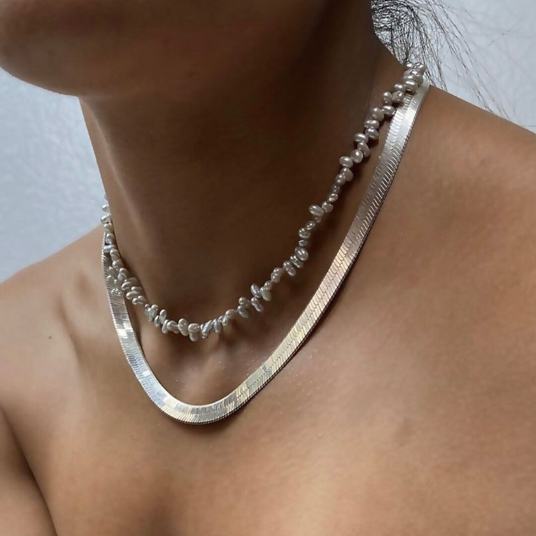 925 SILVER HERRINGBONE NECKLACE Sterling Silver Herringbone Chain