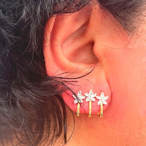 1 Ear jacket, crystal ear jacket, cz ear jacket, silver ear jacket, crystal ear climbers, Claw Ear Jacket ,Claw Stud Earrings
