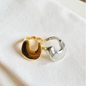 Adjustable Ring, 18K Gold Plated Rings, Big silver and Gold Thumb Rings, Statement Ring,Gift For Her, Unique Ring, Dainty Rings.