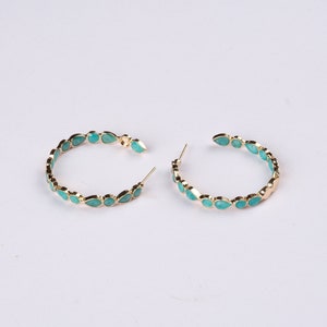 Hoop Earrings, Big Hoop Earrings, Blue Stone Hoop Earrings, Vintage  Earrings, Earrings Hoop, Round Earrings, Large Hoop Earrings