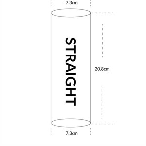 Pu&ograve; includere: Un tubo cilindrico bianco con la parola "STRAIGHT" stampata verticalmente sul lato. Il tubo ha un diametro di 7,3 cm e un'altezza di 20,8 cm.