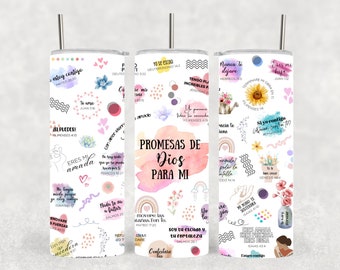 Promesas de Dios Para ti (Ella) Tumbler, Spanish 20oz Tumbler, , Motivational 20oz Tumbler, Bible Tumbler, For Her, Christian tumbler