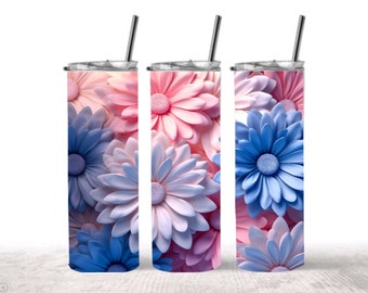 3D Pastel Floral design 20oz Tumbler • 3D Floral design Tumbler • Custom Tumbler • Personalized Gift • 20oz