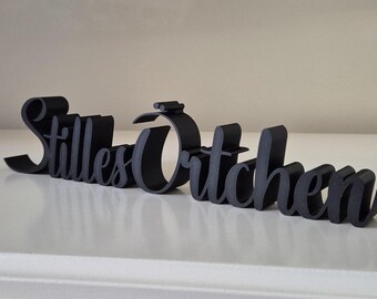 3D printed lettering "Stilles Ötchen" (Little Room), white or black, freestanding, decoration for guest toilet / WC / bathroom or as a gift, decorative word
