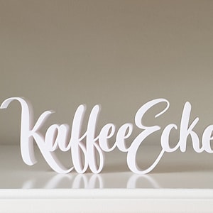 3D printed lettering "Coffee Corner", white or black, freestanding, decoration for kitchen, living room or office or as a gift Weiß