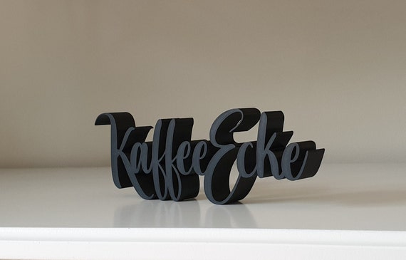 3D Druck Schriftzug "Kaffeeecke", weiß oder schwarz, frei stehend, Deko für Küche, Wohnzimmer oder das Büro oder als Geschenk