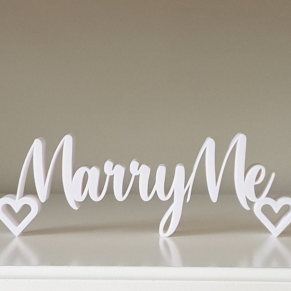 3D Schriftzug "Marry Me", weiß, frei stehend, Geschenk zum Heiratsantrag / zur Verlobung, Deko für die Hochzeit