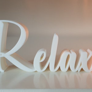 3D lettering "Relax", white or black, free-standing, decoration for the bathroom/living room/bedroom or as a gift