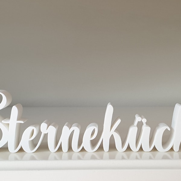 3D Druck Schriftzug "Sterneküche", weiß oder schwarz, frei stehend, Deko für die Küche aufs Regal oder als Geschenk