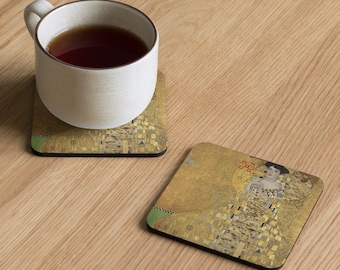Klimt's Adele Portrait Coaster: Fine Art Drink Coaster