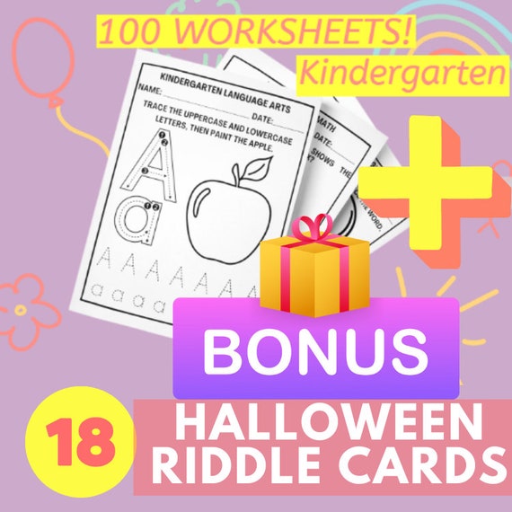100 Pages Kindergaten printable Worksheets PDF FILE - Etsy