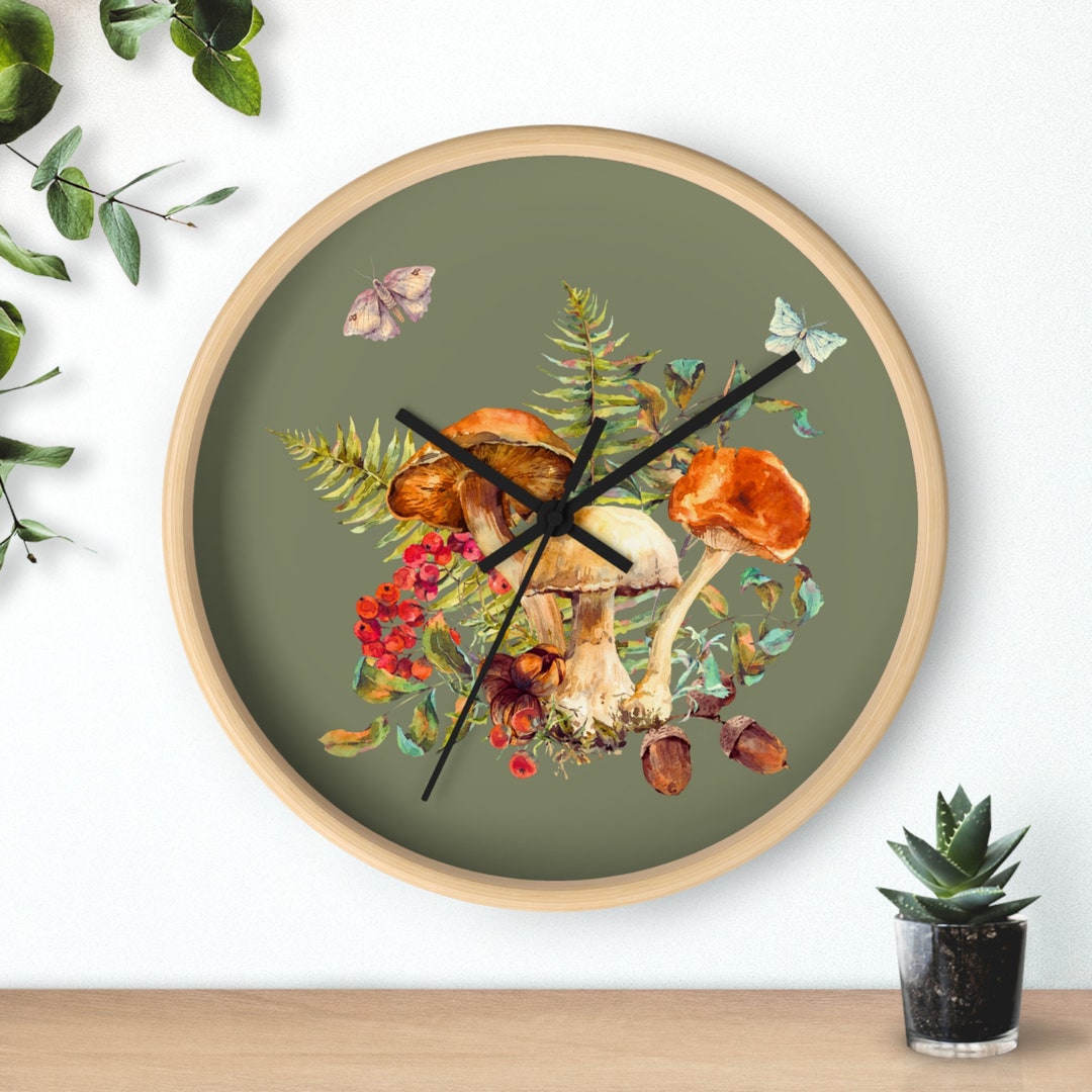 Mushroom Wall Clock Etsy