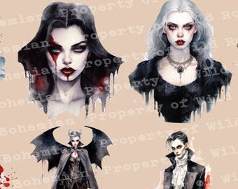 Vampire Clipart, Vampire Graphics, Vampire PNGS, Halloween,  Gothic Junk Journal Kit, Dracula Fussy Cuts, Vampiress PNGS,