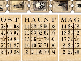 Halloween Ephemera, halloween Bingo Cards, Halloween Junk Journal Kit, Halloween Library Cards, Printable Halloween Scrapbooking kit