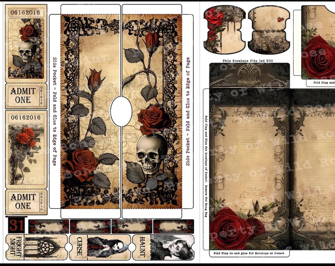 Gothic Frames Junk Journal Page, Printable Journal, Halloween Digital ...