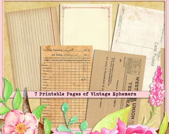 Junk Journal Library Ephemera Journal Cards, ACEO, Cards, Collage Sheet, Mixed Media, Printable Downloadable Junk Journal Element
