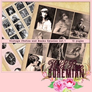Vintage Women Photos , Printable Photos, Vintage Bohemian, Gypsy, Cabinet Cards, Portraits, Fortune Teller Images, Junk Journal
