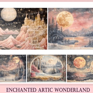Enchanted Artic WOnderland Digital Art Pages, Beautiful Art Journal Pages, Mixed Media Printable Art Pages, JOurnal Art Pages, Mixed Media