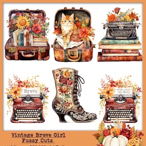 Fall Antiques, Transparent Pngs, Vintage Gibson Girls, Vintage Typewriter, vintage suitcase, dragonflies, Brave girl Vintage Fussy Cuts Fall