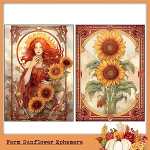 Autumn Sunflower Ephemera Kit: Farm Junk Journal (Digital Download)
