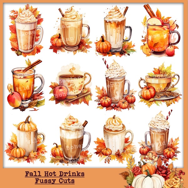 Pumpkin Spice Fall PNGS, Apple Cider Clipart, Fall Clipart, Fall Clipart, Hot Drink Fall Transparent PNGS, Printable Graphics