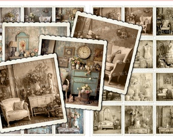Shabby Chic Spring Printable Ephemera: Vintage Photo Journal Kit (Digital Download)