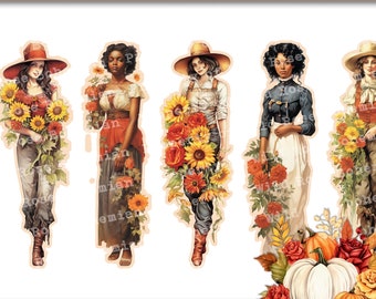 Fall Transparent Pngs, Vintage Flower Girls, Vintage Fussy Cuts Fall, Fall Fussy Cuts, Flower Girls PNGS