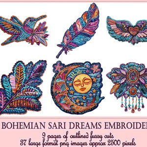 Boho bordado png | Árvore da Vida, Penas Boho Cortes Exigentes Colagem Boho | Clipart Boho | Beija-flor Sol Lua png